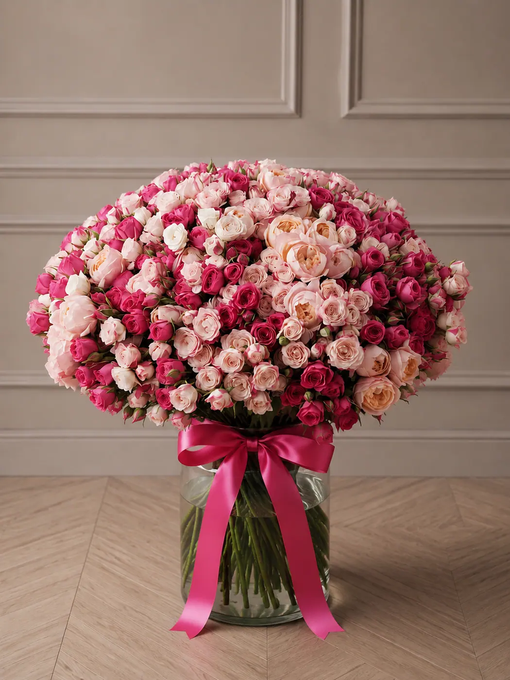 131 spray roses with ribbon
